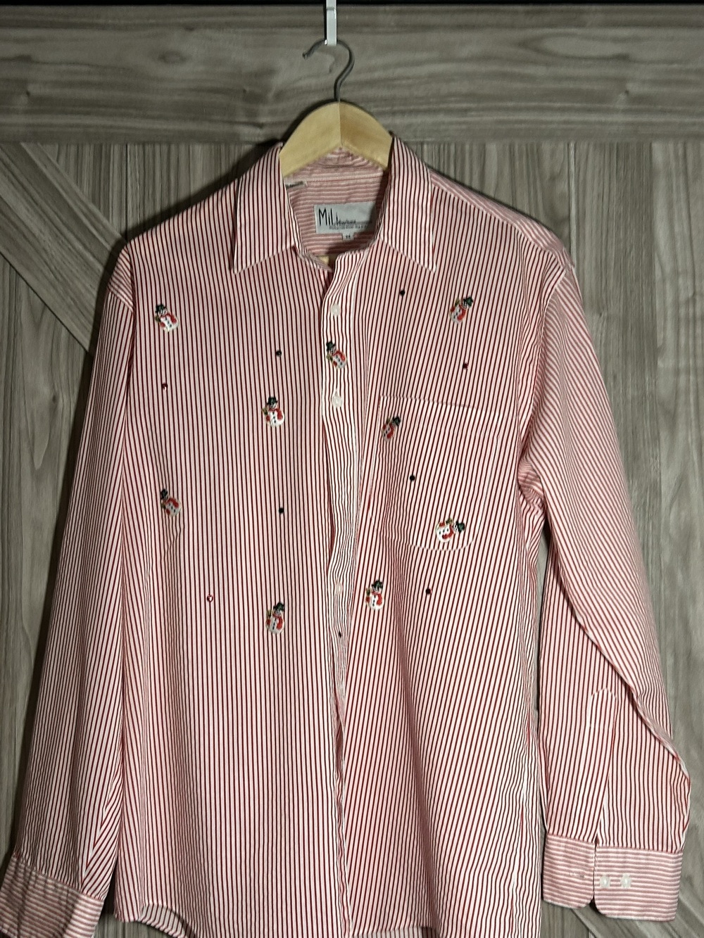 Retro Unique Vintage Candy Stripe Snowman Christmas Blouse